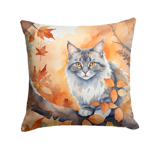 Buy this Australian Mist Cat in Fall Leaves Throw Pillow