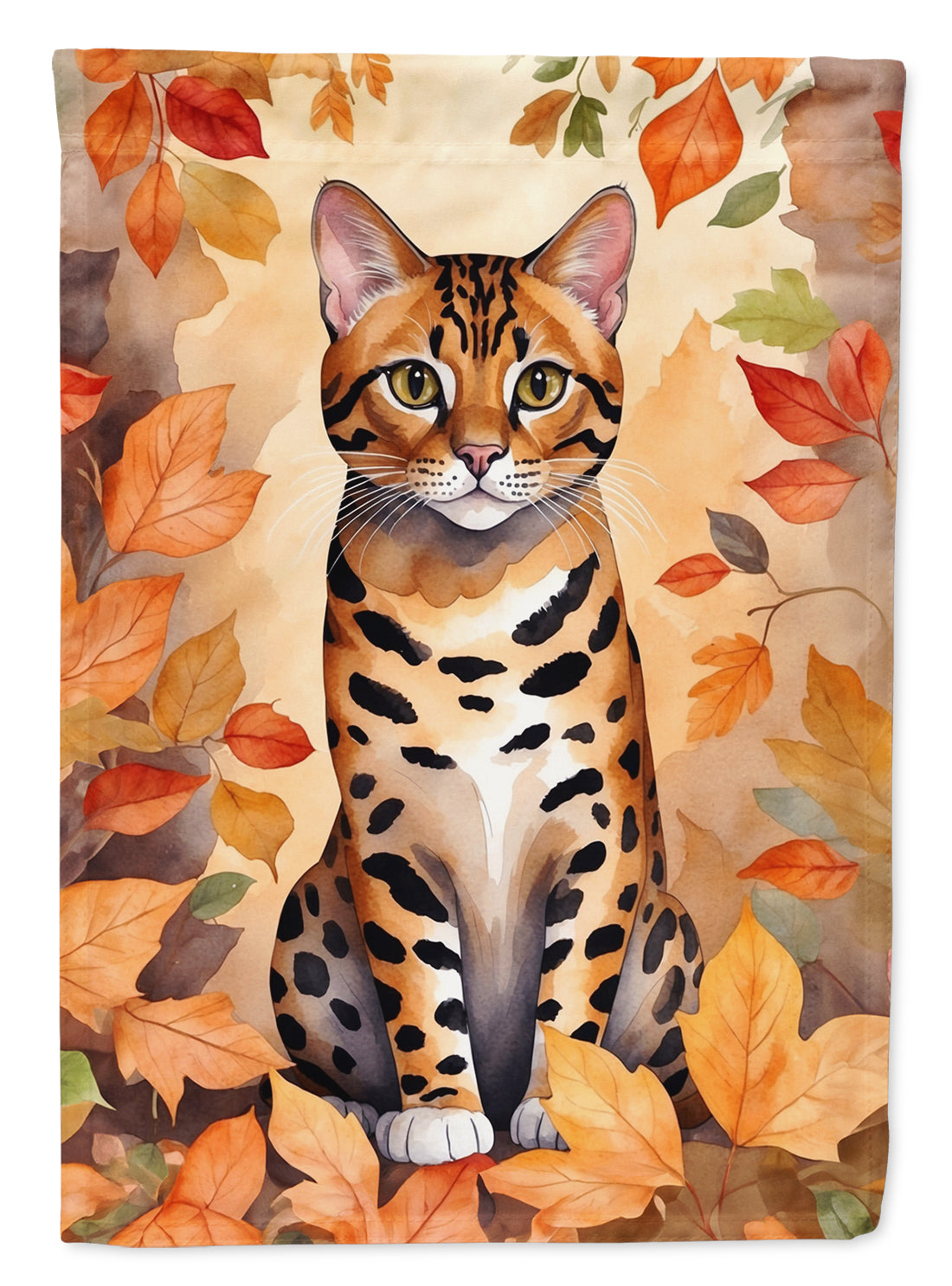 Buy this Bengal Cat in Fall Leaves House Flag