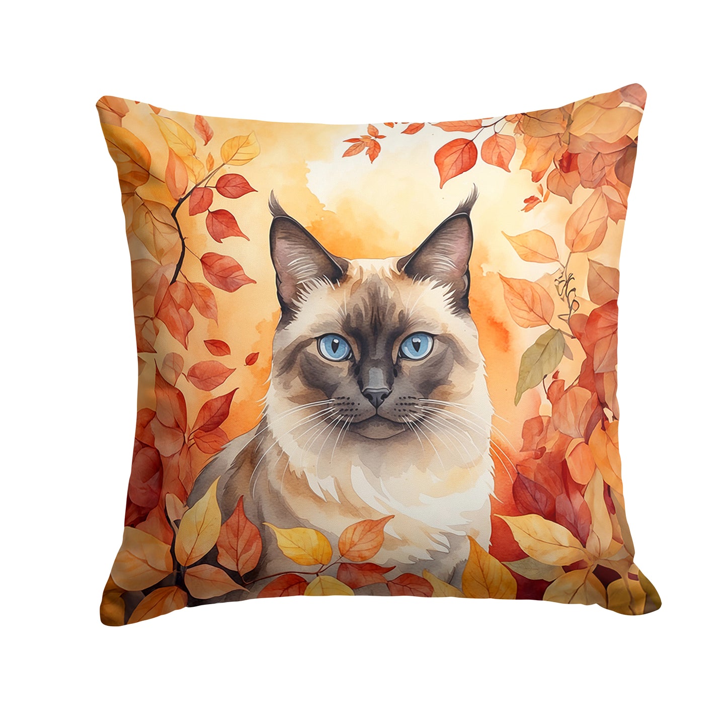 Buy this Birman Cat in Fall Leaves Throw Pillow