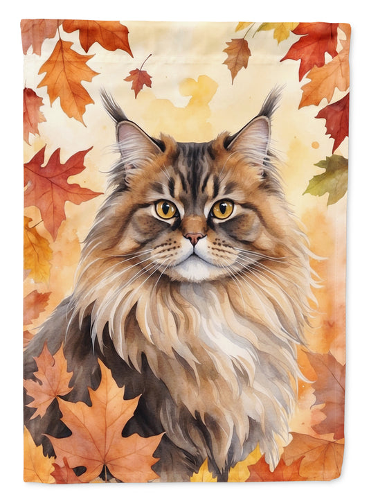 Buy this British Longhair Cat in Fall Leaves House Flag