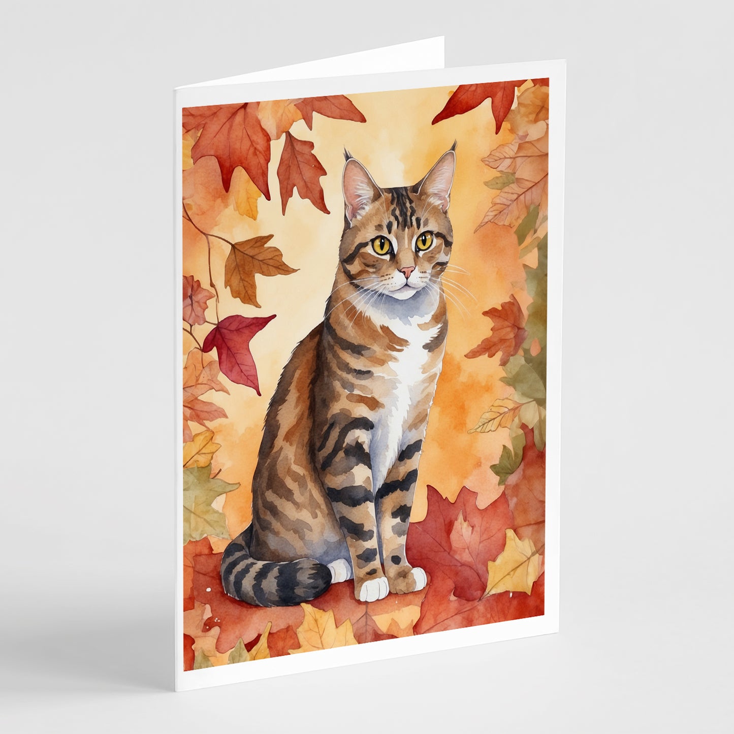 Buy this California Spangled Cat in Fall Leaves Greeting Cards Pack of 8