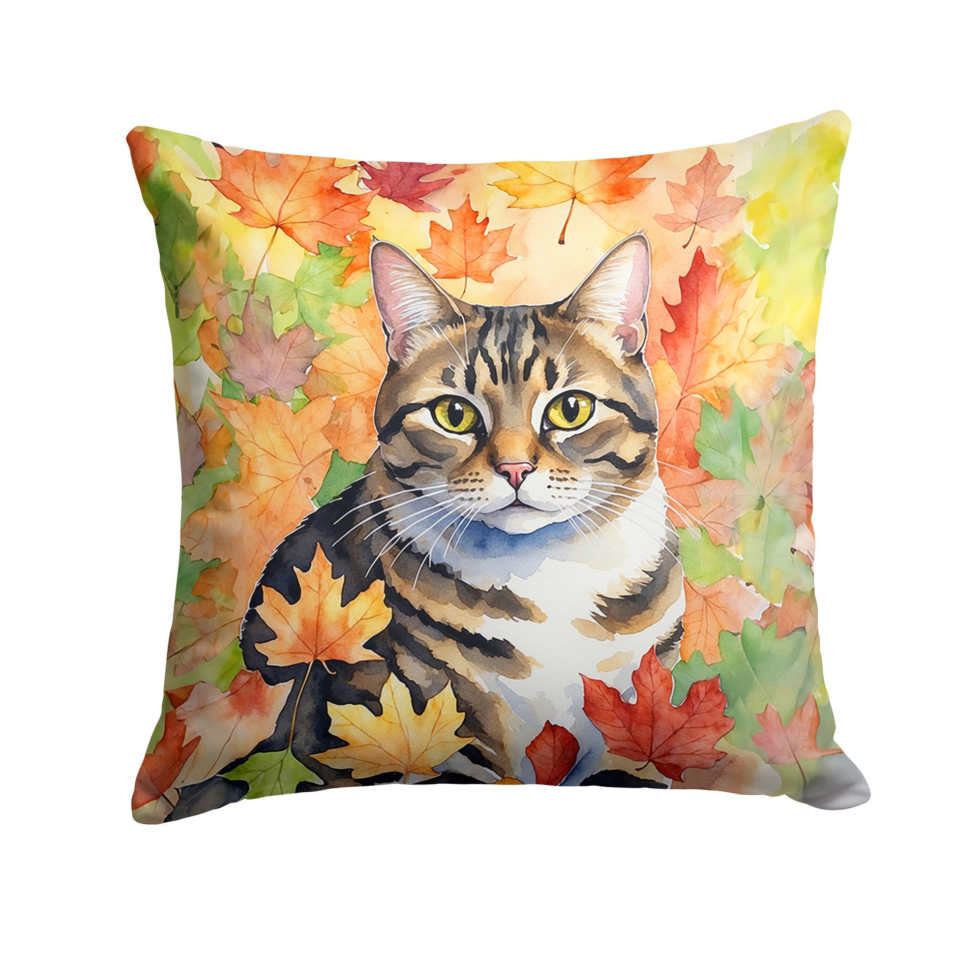 Buy this California Spangled Cat in Fall Leaves Throw Pillow