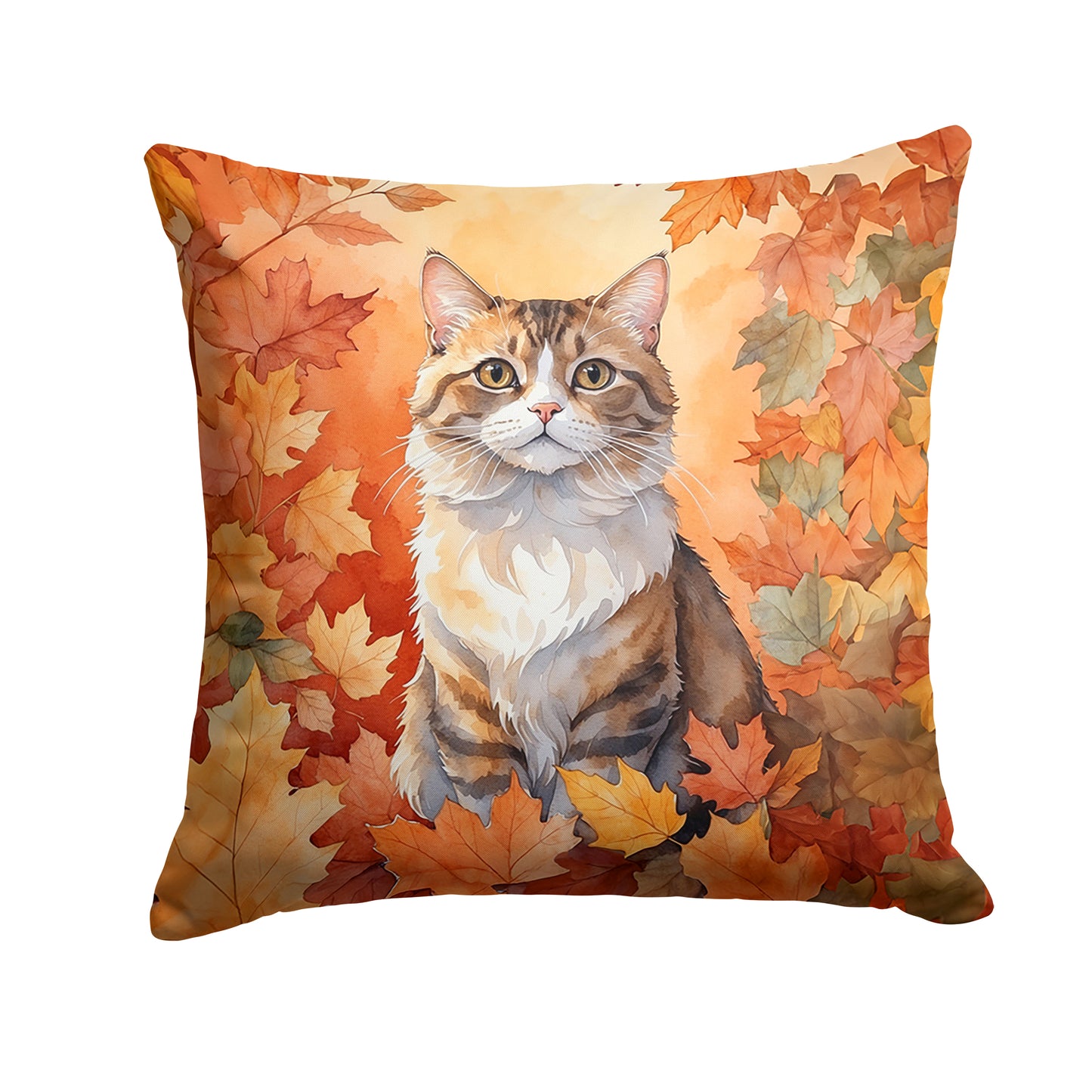 Buy this Chantilly Tiffany Cat in Fall Leaves Throw Pillow