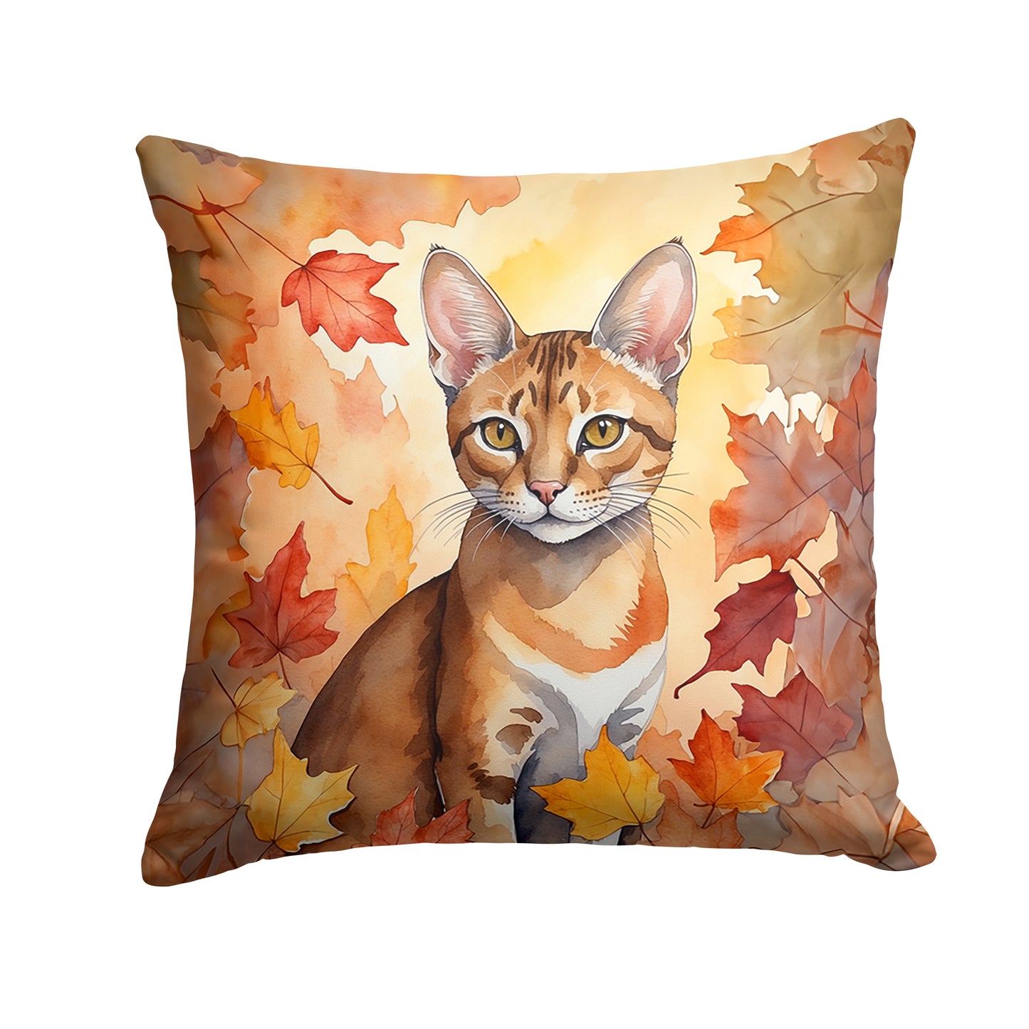 Buy this Chausie Cat in Fall Leaves Throw Pillow