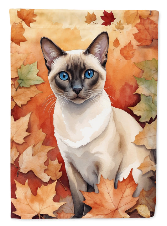 Buy this Colorpoint Shorthair Cat in Fall Leaves Garden Flag
