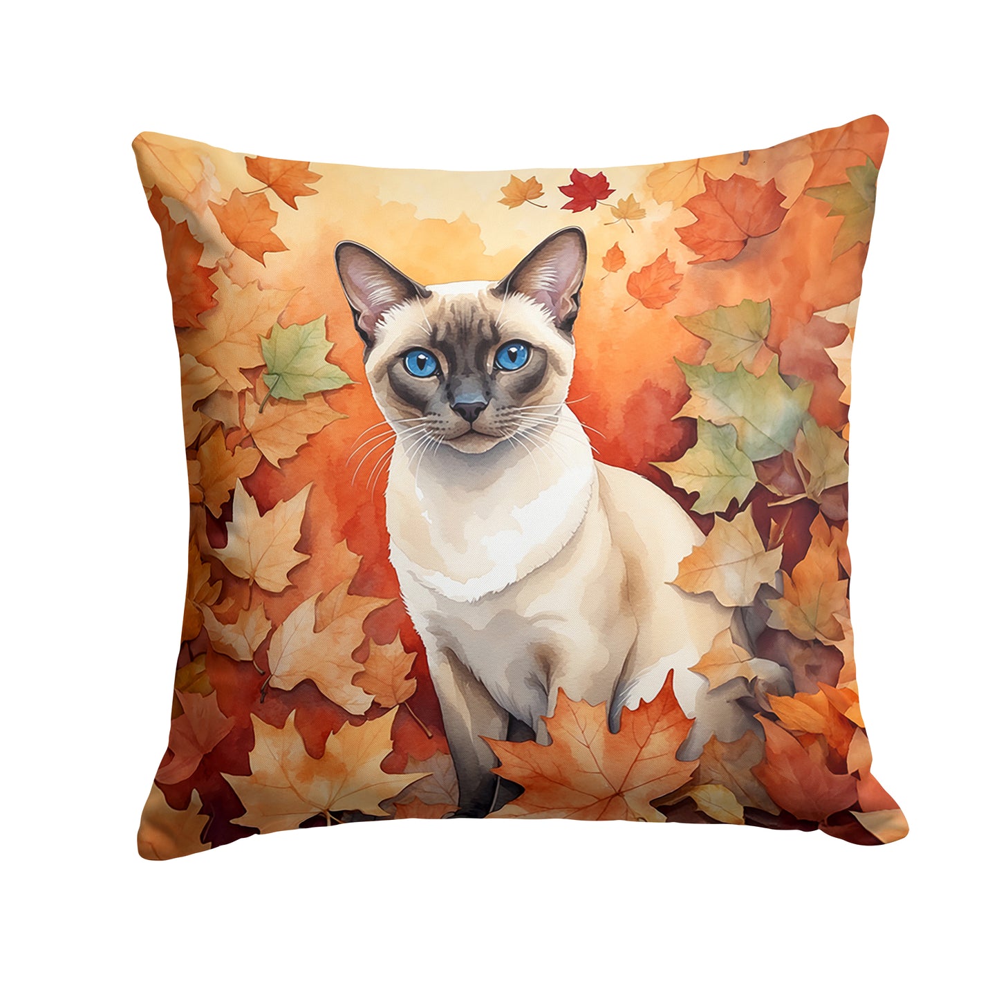 Buy this Colorpoint Shorthair Cat in Fall Leaves Throw Pillow