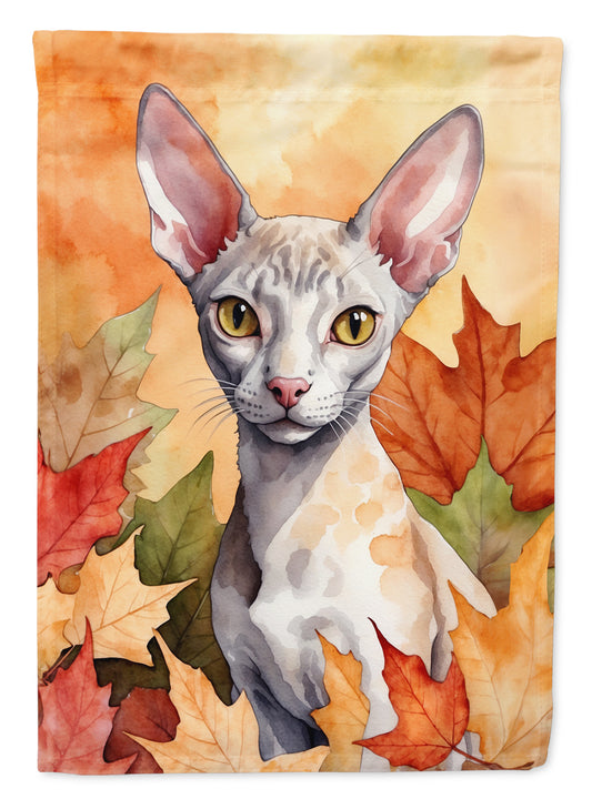 Buy this Cornish Rex Cat in Fall Leaves Garden Flag
