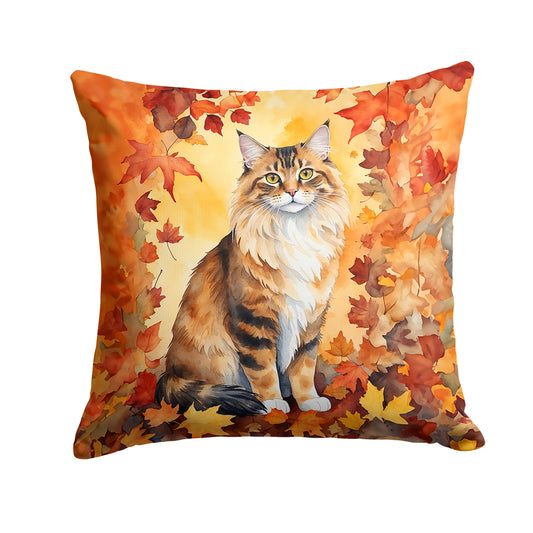 Buy this Cymric Cat in Fall Leaves Throw Pillow