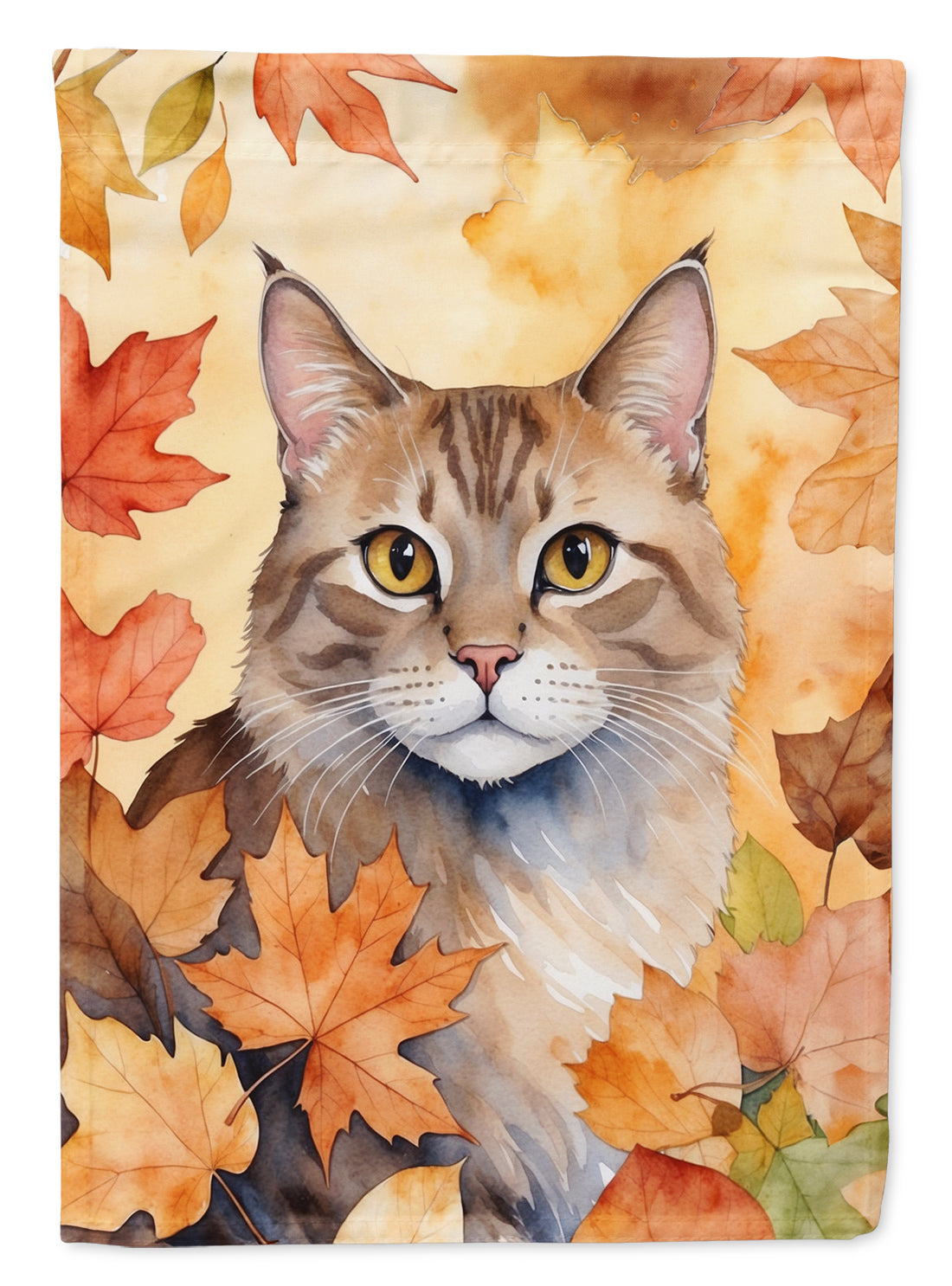 Buy this Dwelf Cat in Fall Leaves Garden Flag