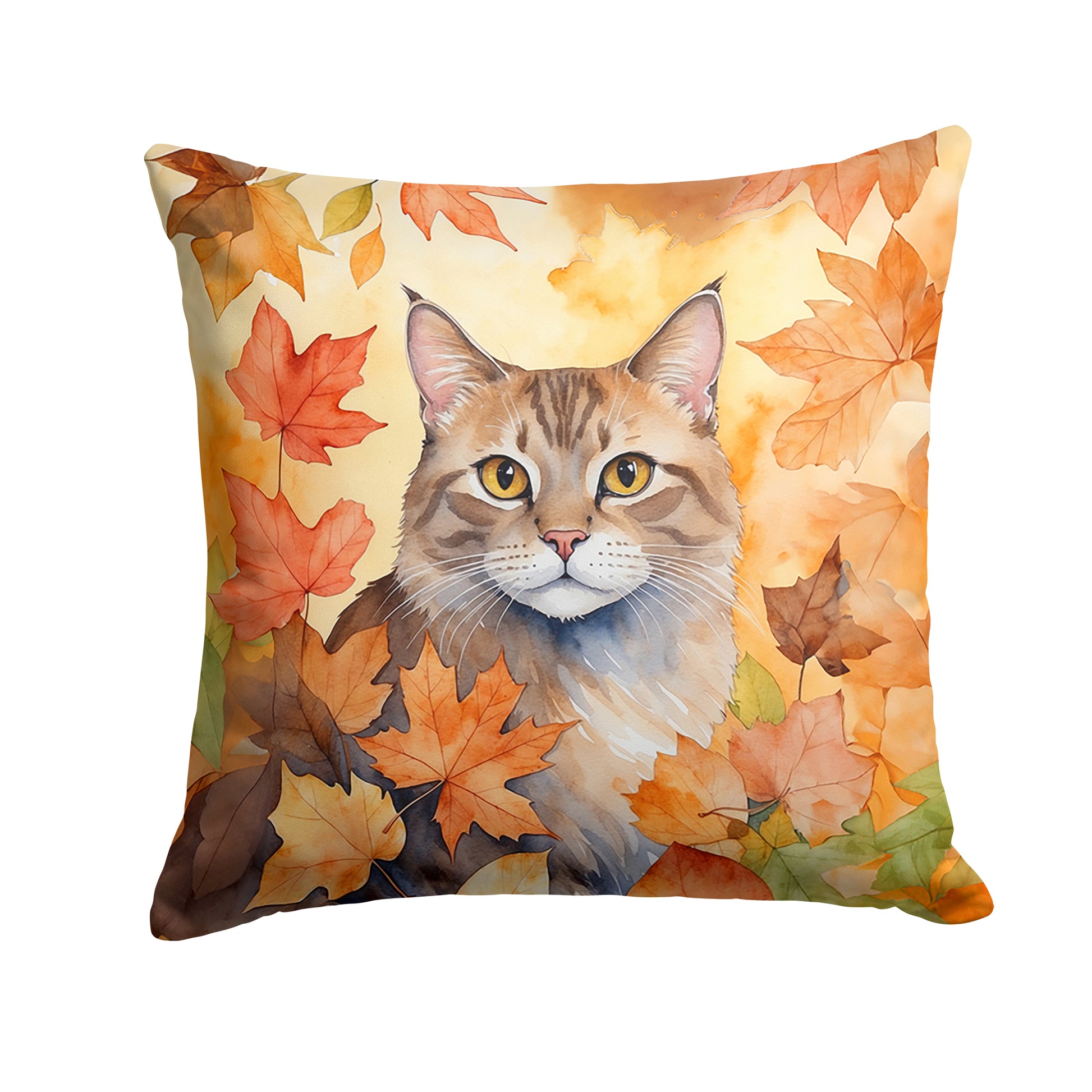 Buy this Dwelf Cat in Fall Leaves Throw Pillow