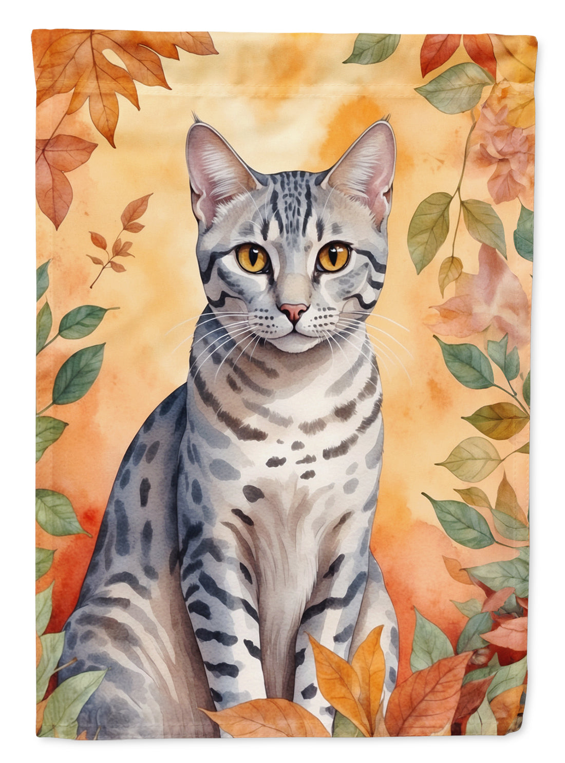 Buy this Egyptian Mau Cat in Fall Leaves House Flag