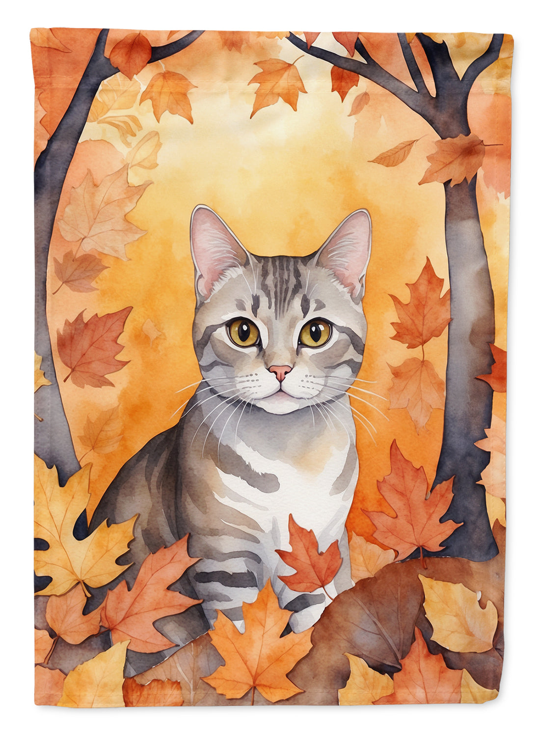 Buy this European Shorthair Cat in Fall Leaves House Flag