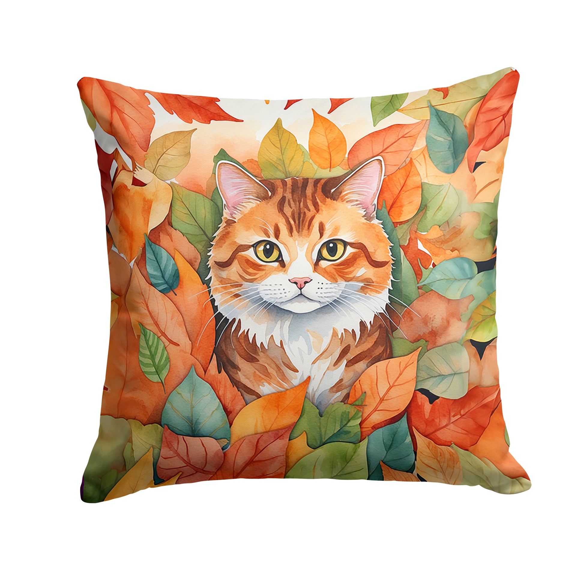 Buy this Foldex Exotic Fold Cat in Fall Leaves Throw Pillow