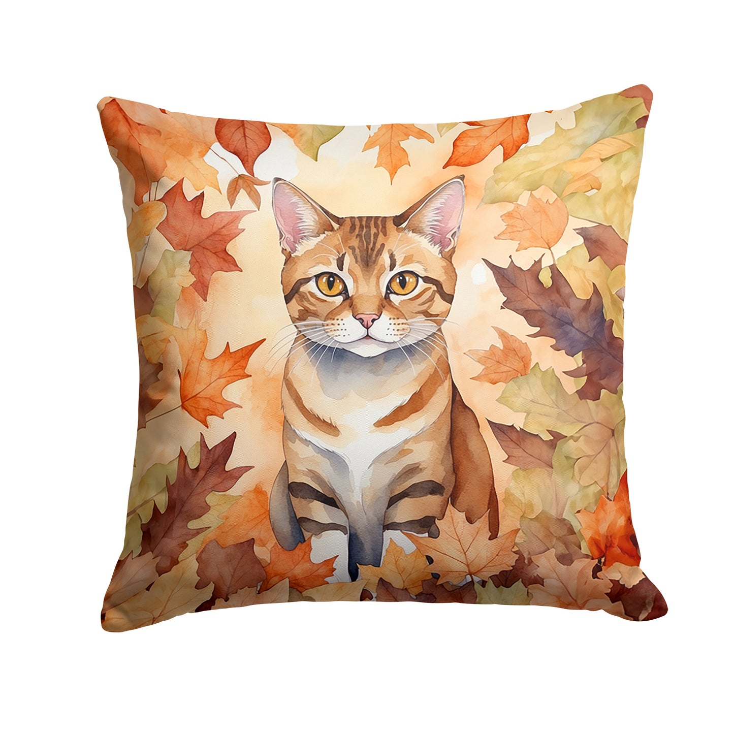 Buy this German Rex Cat in Fall Leaves Throw Pillow