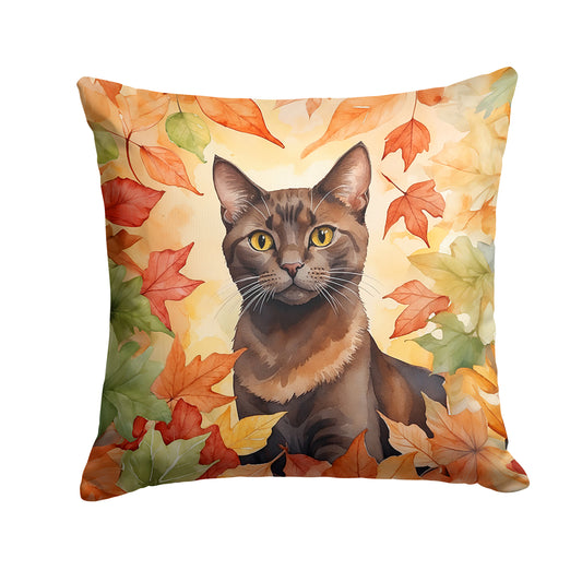 Buy this Havana Brown Cat in Fall Leaves Throw Pillow