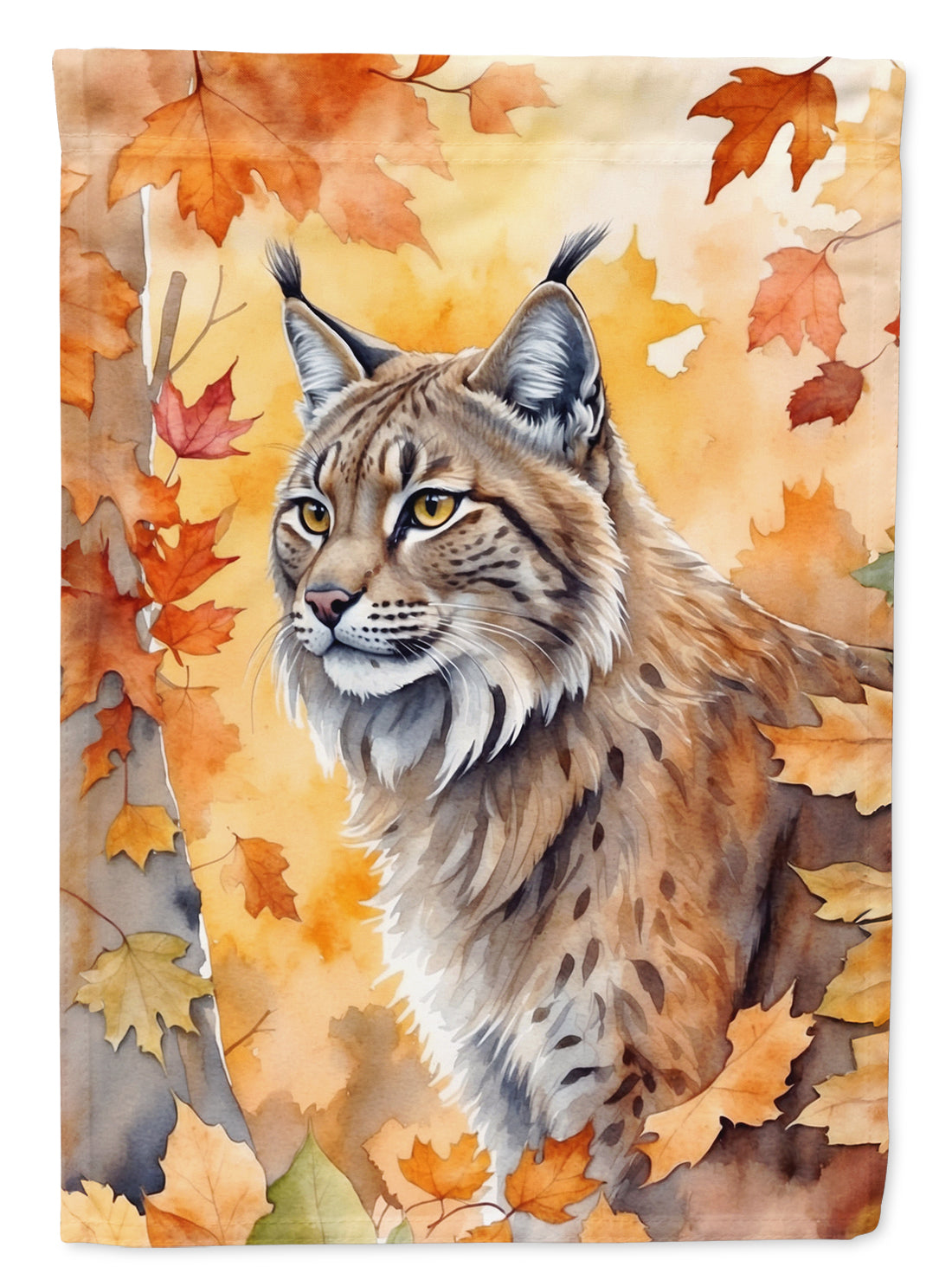 Buy this Highlander Lynx Cat in Fall Leaves Garden Flag