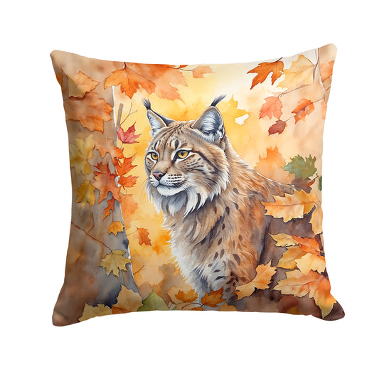 Buy this Highlander Lynx Cat in Fall Leaves Throw Pillow