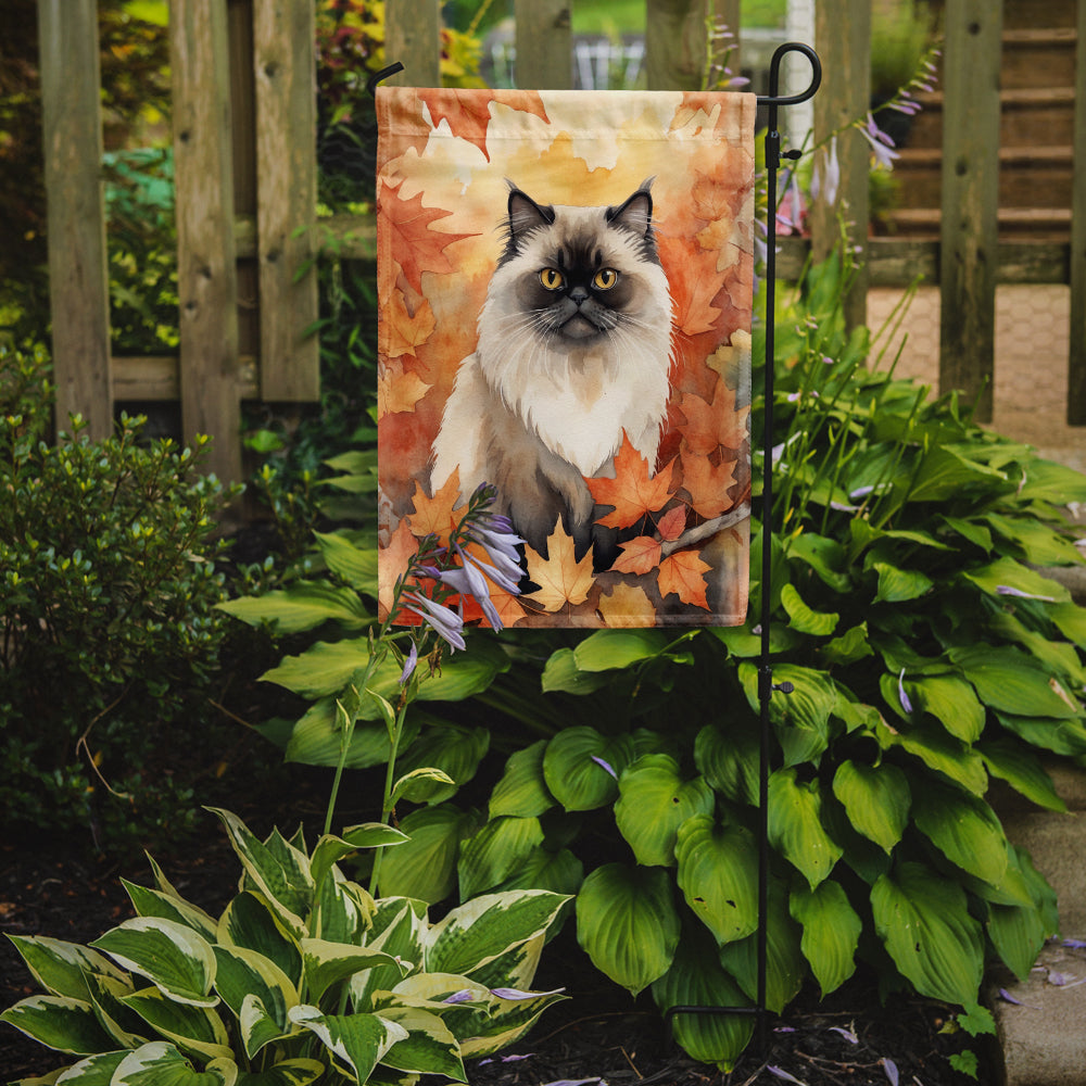 Himalayan Cat in Fall Leaves Garden Flag