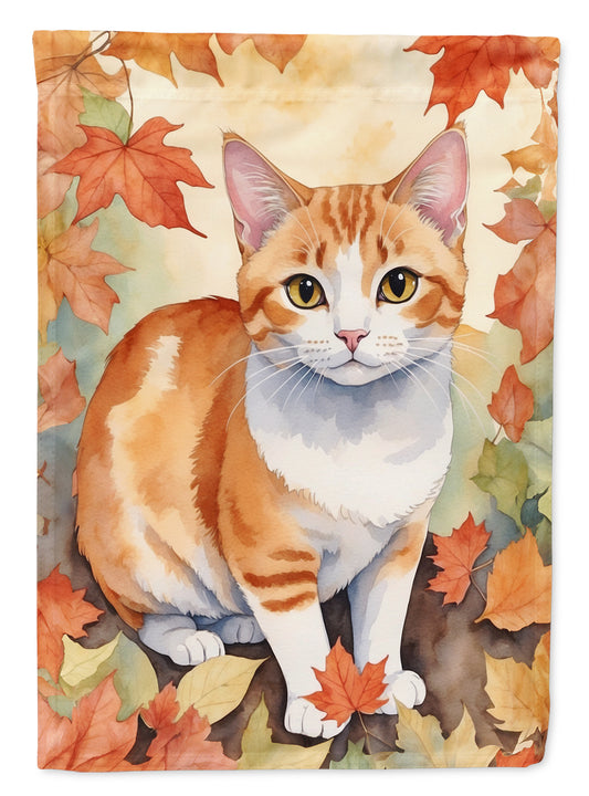 Buy this Japanese Bobtail Cat in Fall Leaves Garden Flag