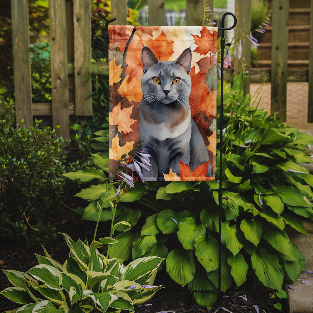 Korat Cat in Fall Leaves Garden Flag
