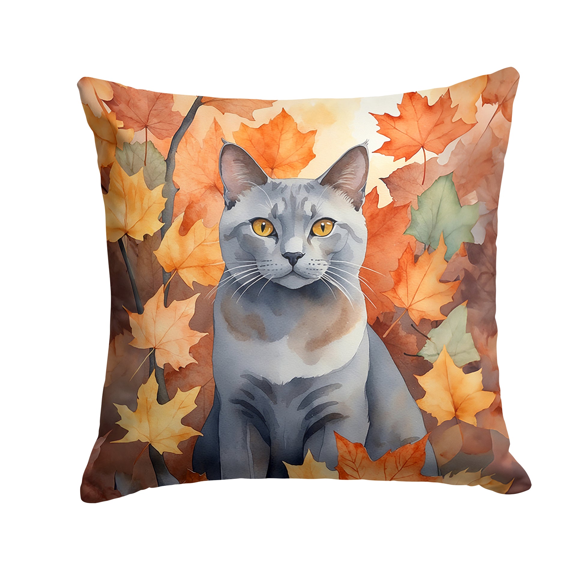 Buy this Korat Cat in Fall Leaves Throw Pillow