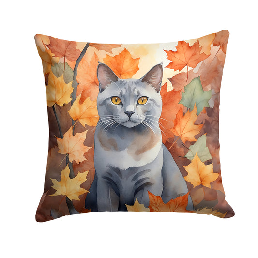 Buy this Korat Cat in Fall Leaves Throw Pillow