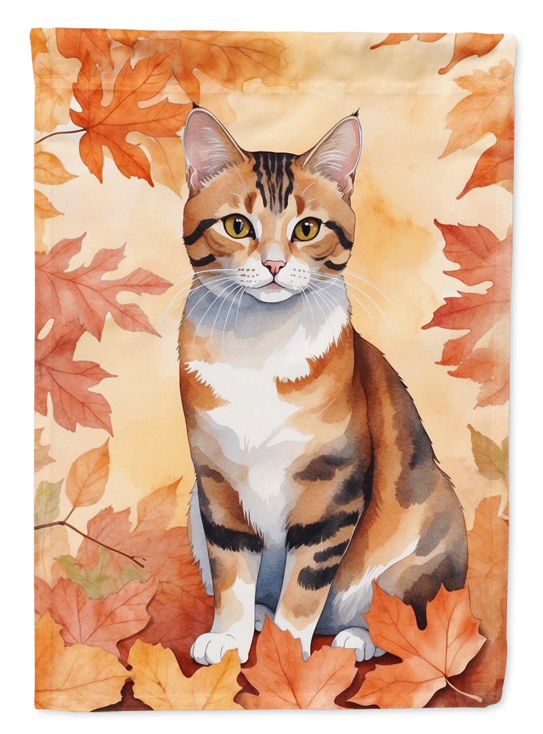 Buy this Korean Bobtail Cat in Fall Leaves Garden Flag