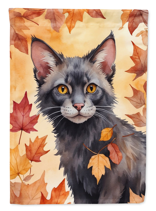 Buy this Lykoi Cat in Fall Leaves House Flag