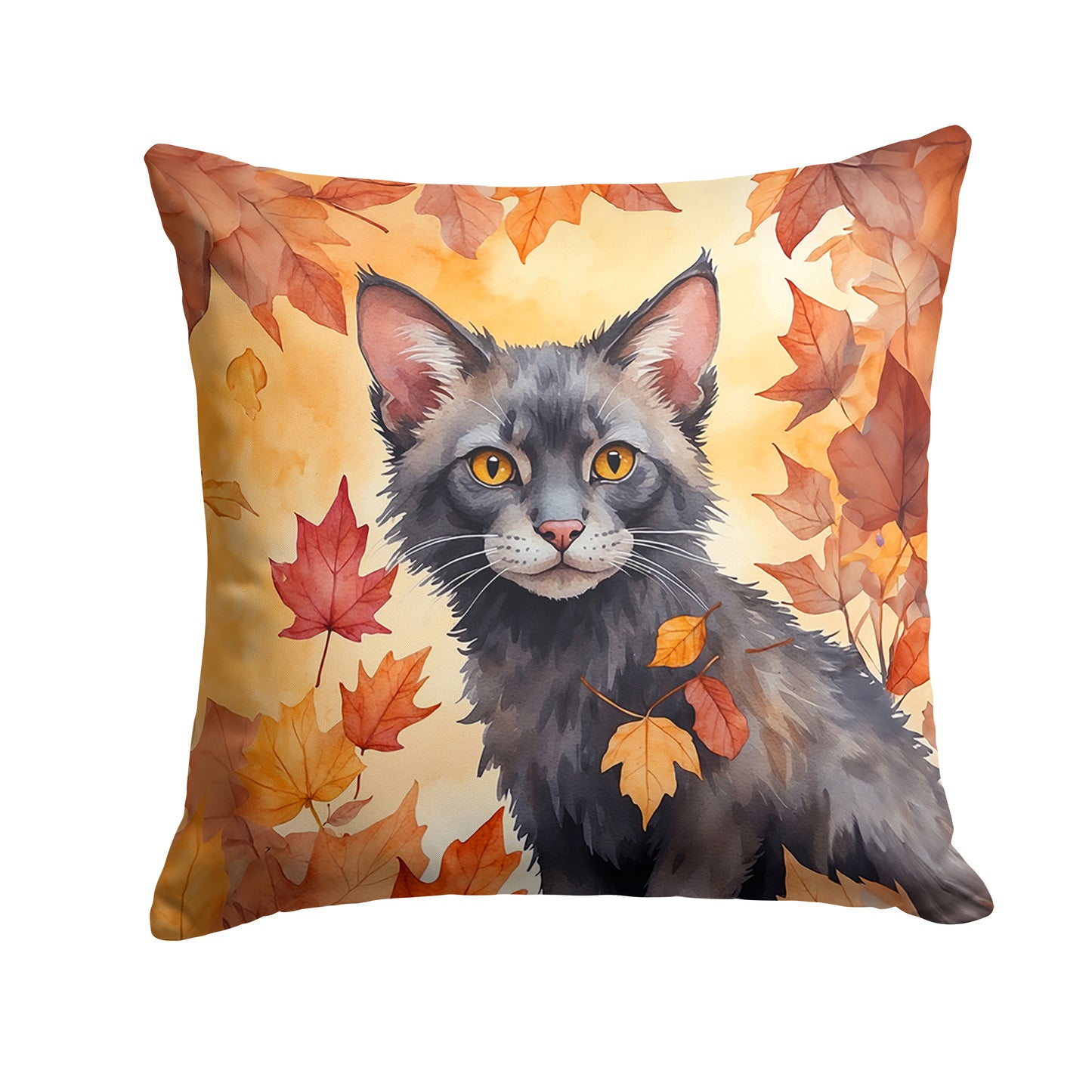 Buy this Lykoi Cat in Fall Leaves Throw Pillow