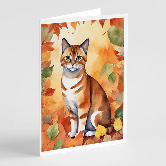 Buy this Malayan Cat in Fall Leaves Greeting Cards Pack of 8