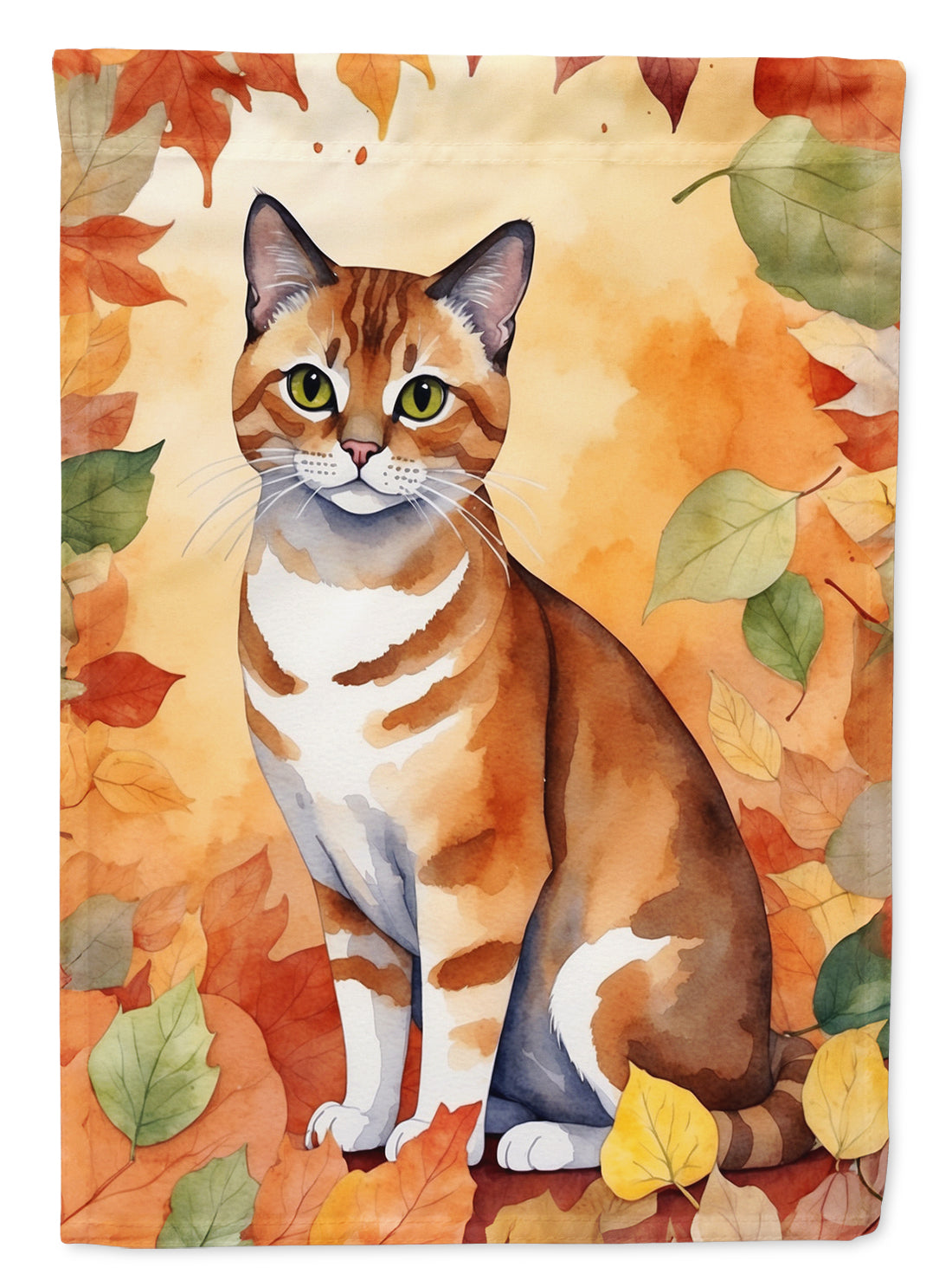 Buy this Malayan Cat in Fall Leaves Garden Flag