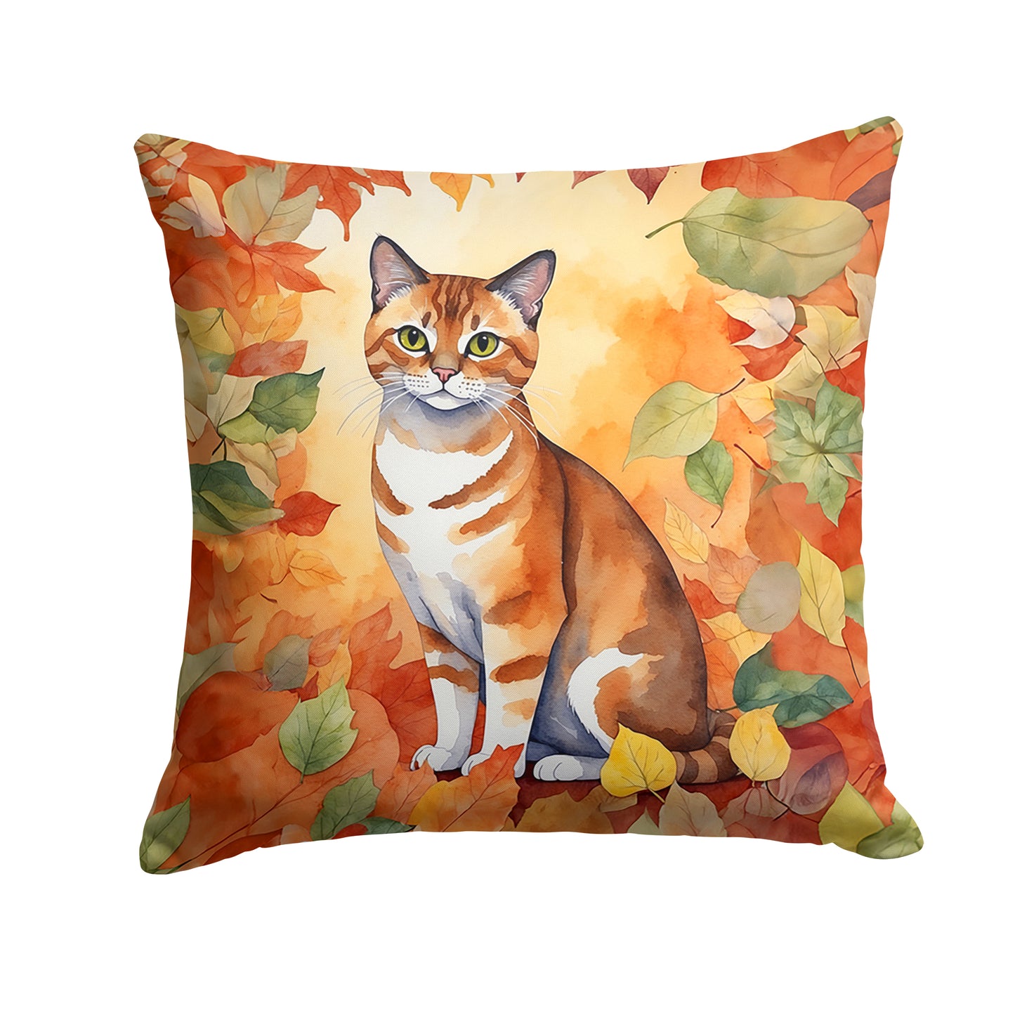 Buy this Malayan Cat in Fall Leaves Throw Pillow