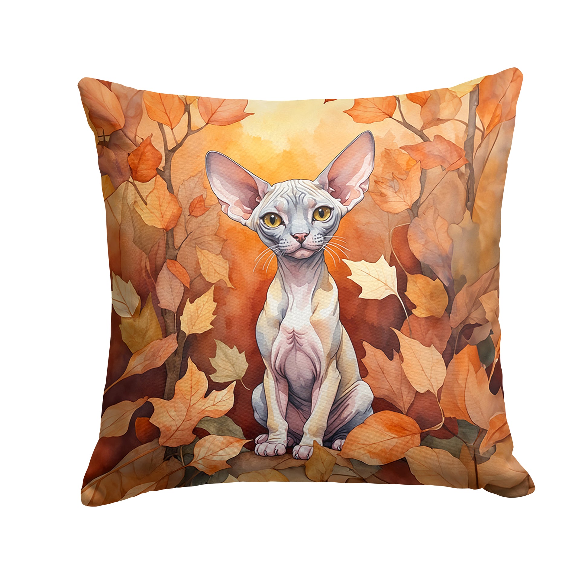 Buy this Minskin Cat in Fall Leaves Throw Pillow