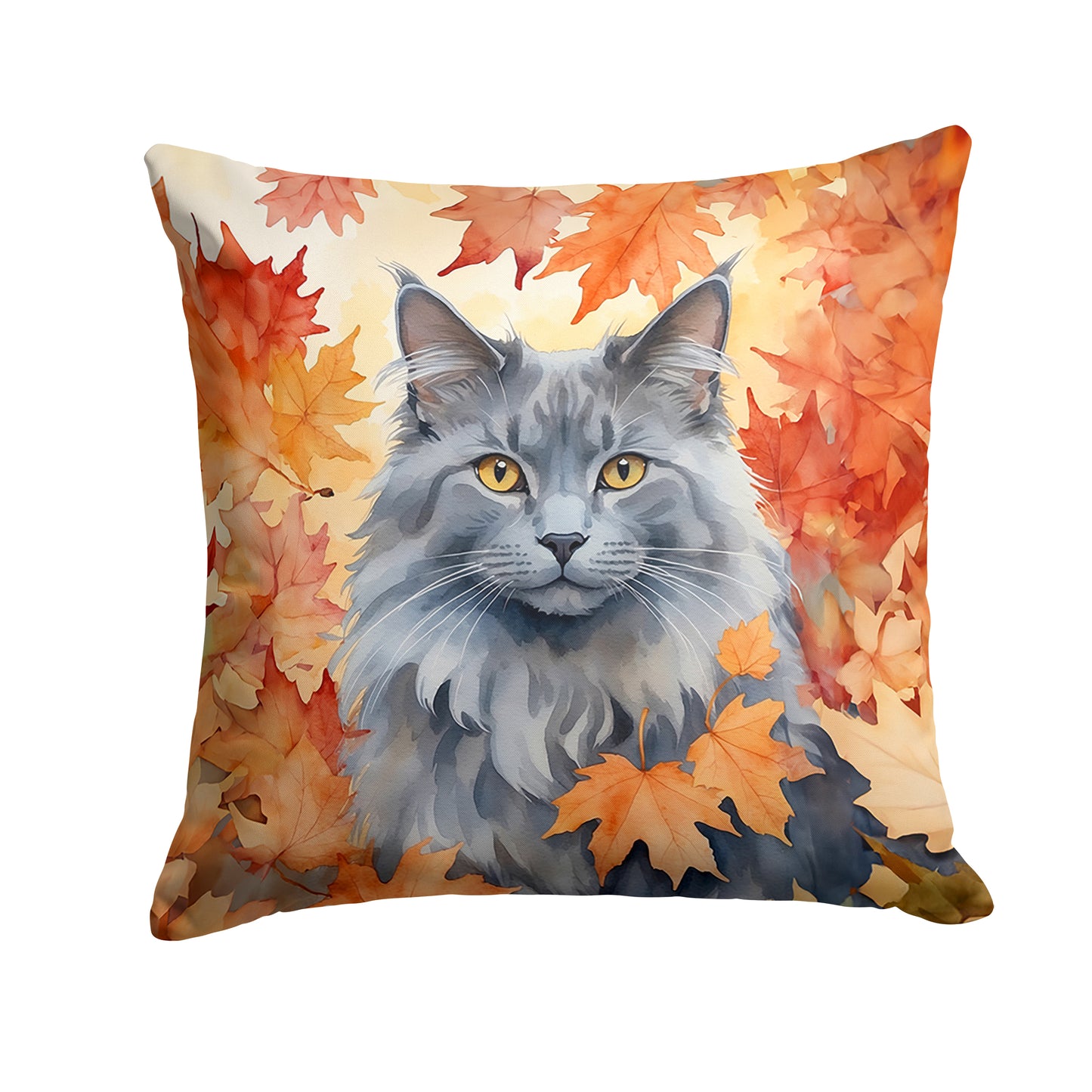 Buy this Nebelung Cat in Fall Leaves Throw Pillow