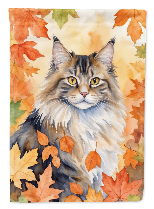 Buy this Norwegian Forest Cat in Fall Leaves Garden Flag