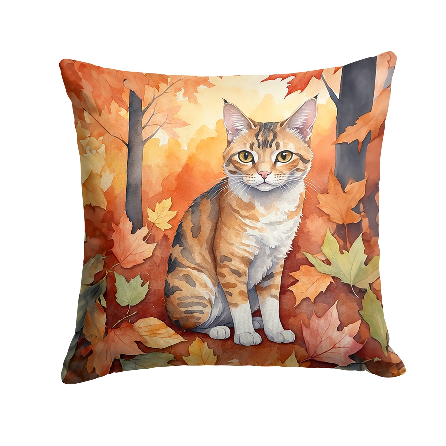 Buy this Oregon Rex Cat in Fall Leaves Throw Pillow