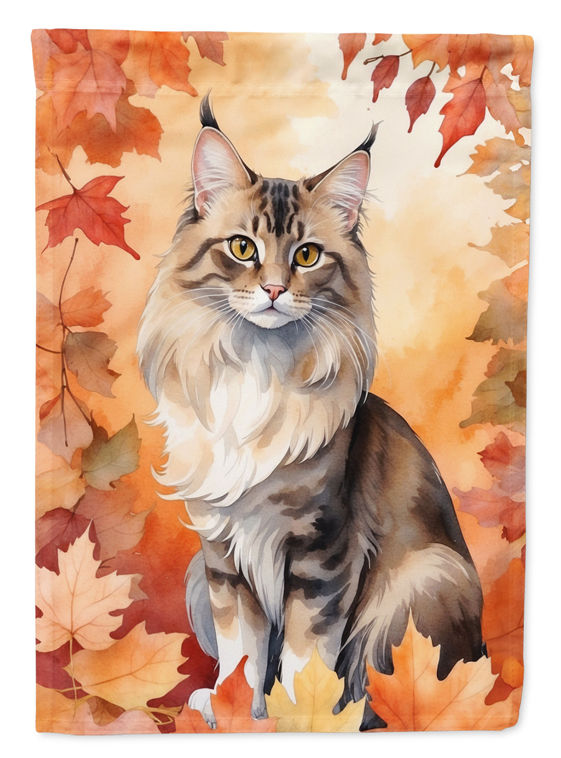 Buy this Oriental Longhair Cat in Fall Leaves House Flag