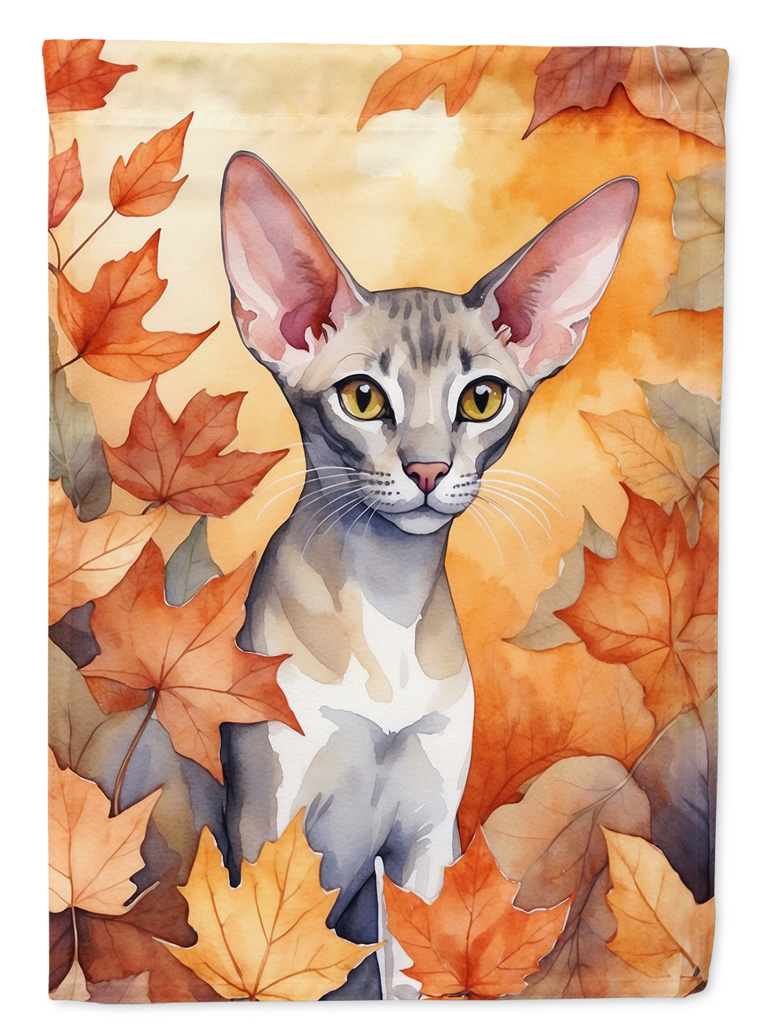 Buy this Oriental Shorthair Cat in Fall Leaves House Flag