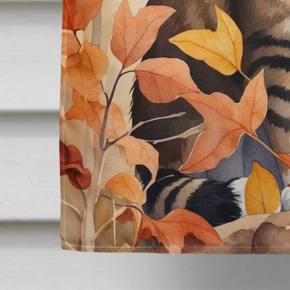 Owyhee Bob Cat in Fall Leaves House Flag