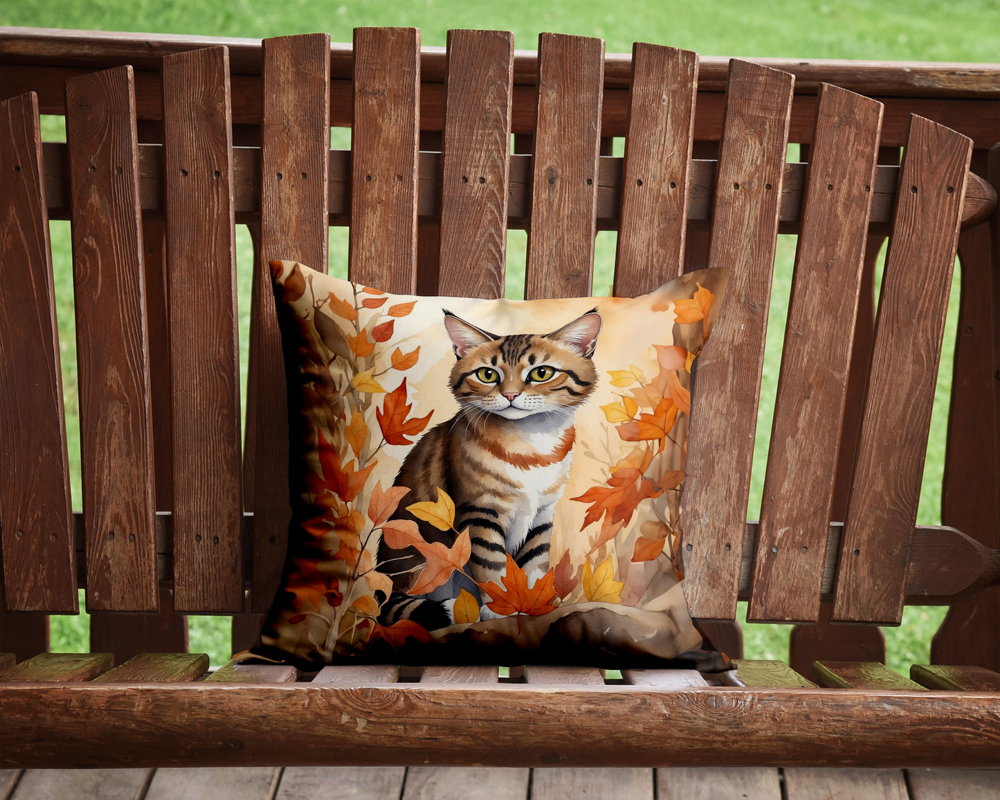 Owyhee Bob Cat in Fall Leaves Throw Pillow