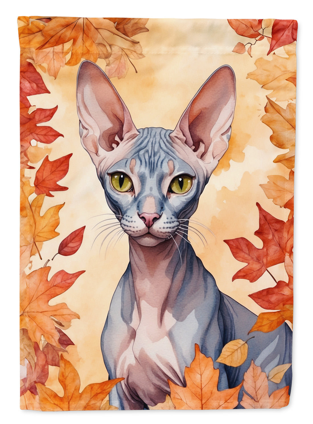 Buy this Peterbald Cat in Fall Leaves Garden Flag