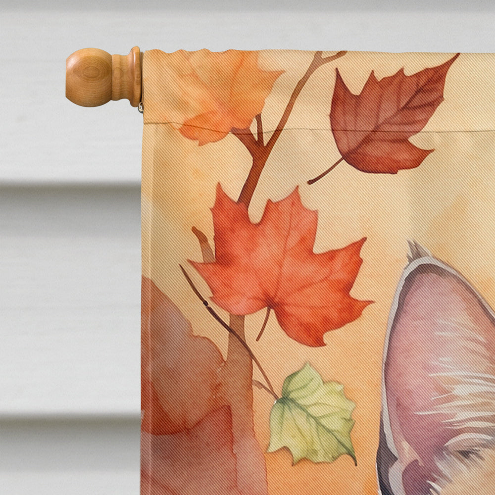Raas Cat in Fall Leaves House Flag