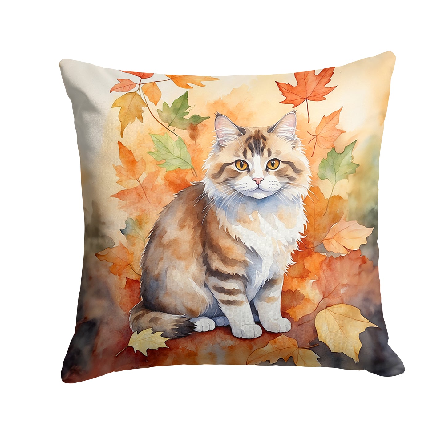 Buy this Ragamuffin Cat in Fall Leaves Throw Pillow