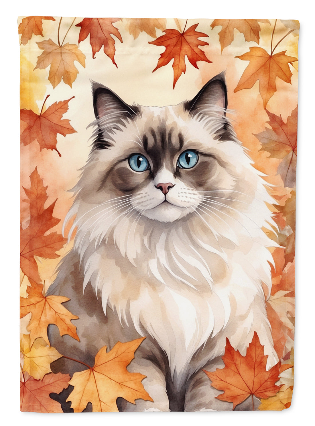 Buy this Ragdoll Cat in Fall Leaves House Flag