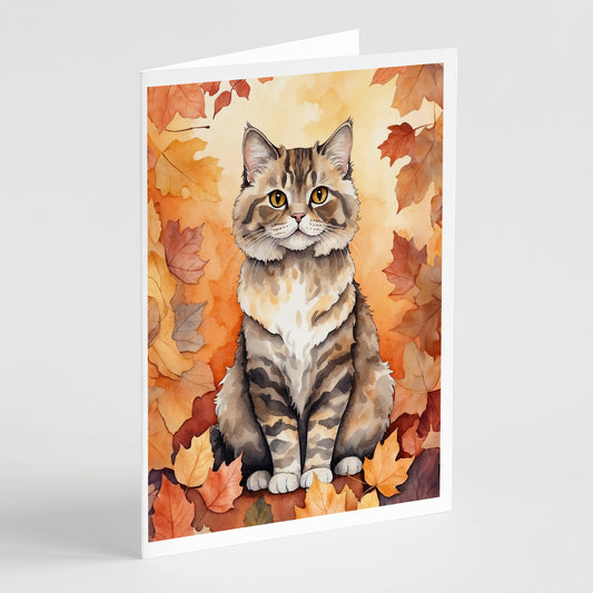 Buy this Selkirk Rex Cat in Fall Leaves Greeting Cards Pack of 8