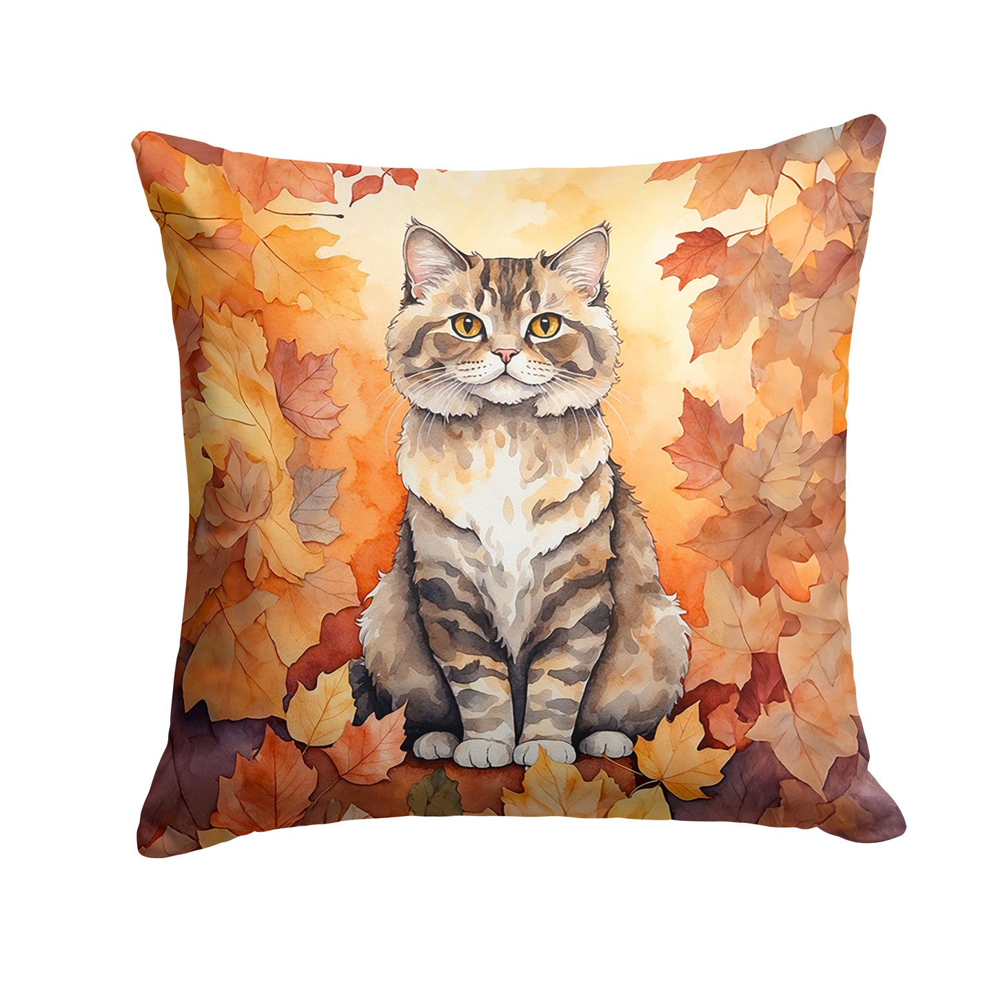 Buy this Selkirk Rex Cat in Fall Leaves Throw Pillow