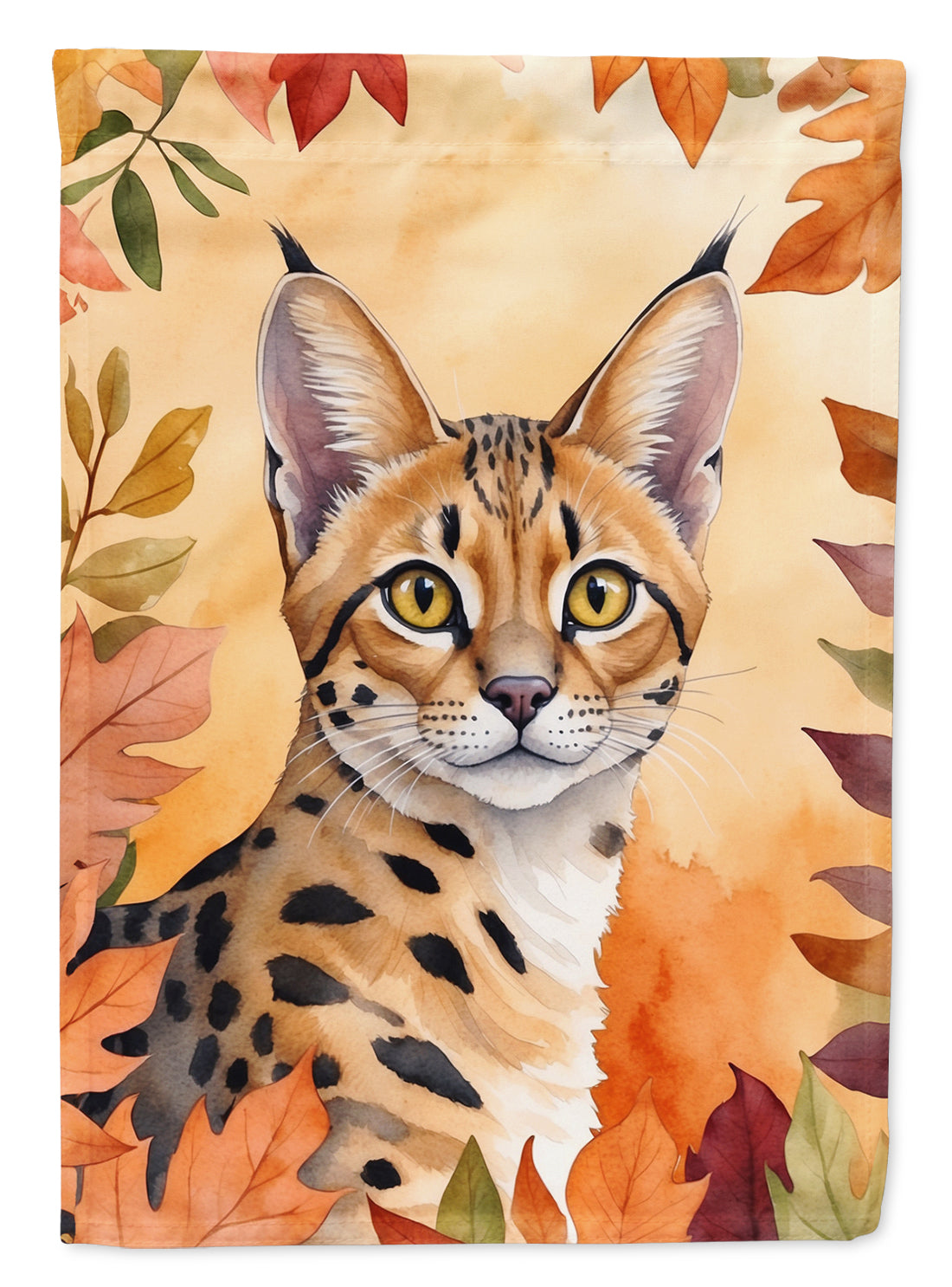 Buy this Serengeti Cat in Fall Leaves House Flag