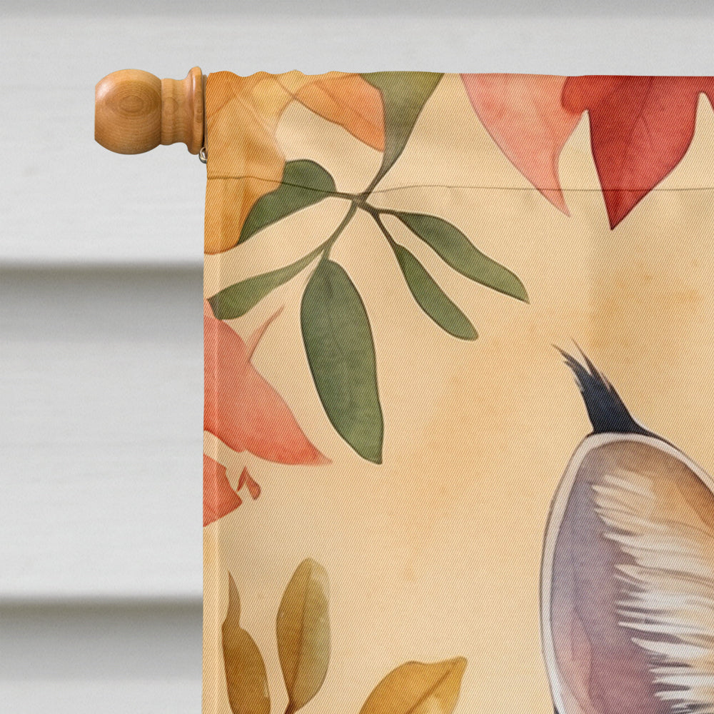 Serengeti Cat in Fall Leaves House Flag