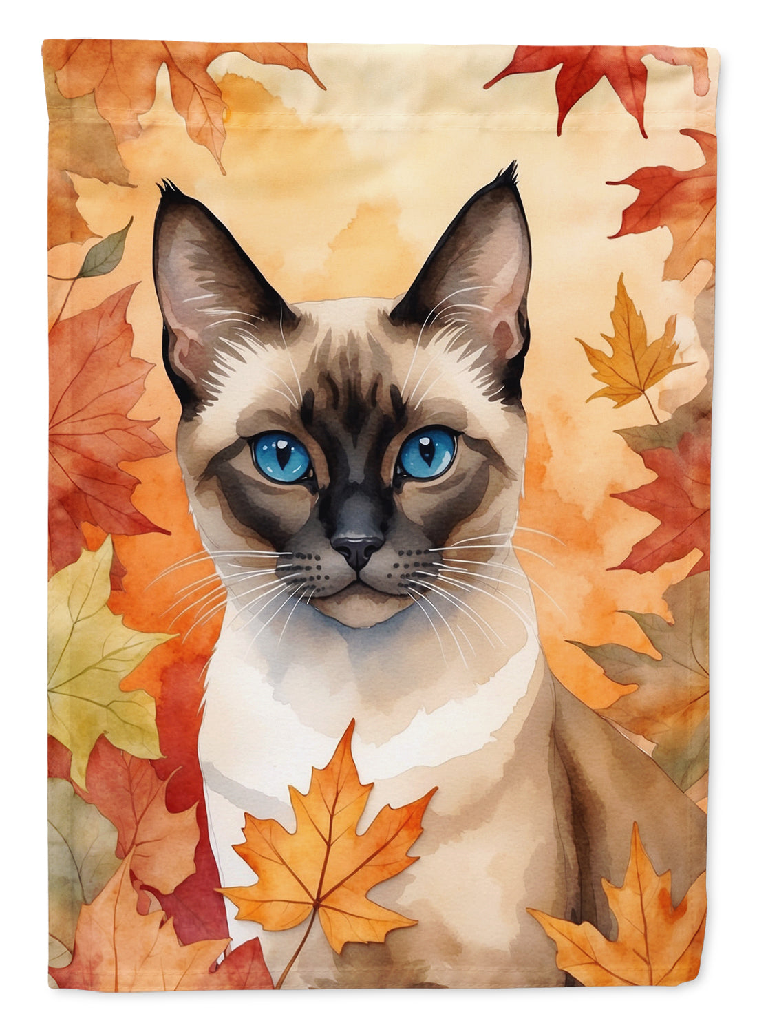 Buy this Siamese Cat in Fall Leaves House Flag