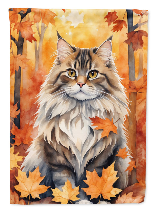 Buy this Siberian Cat in Fall Leaves Garden Flag